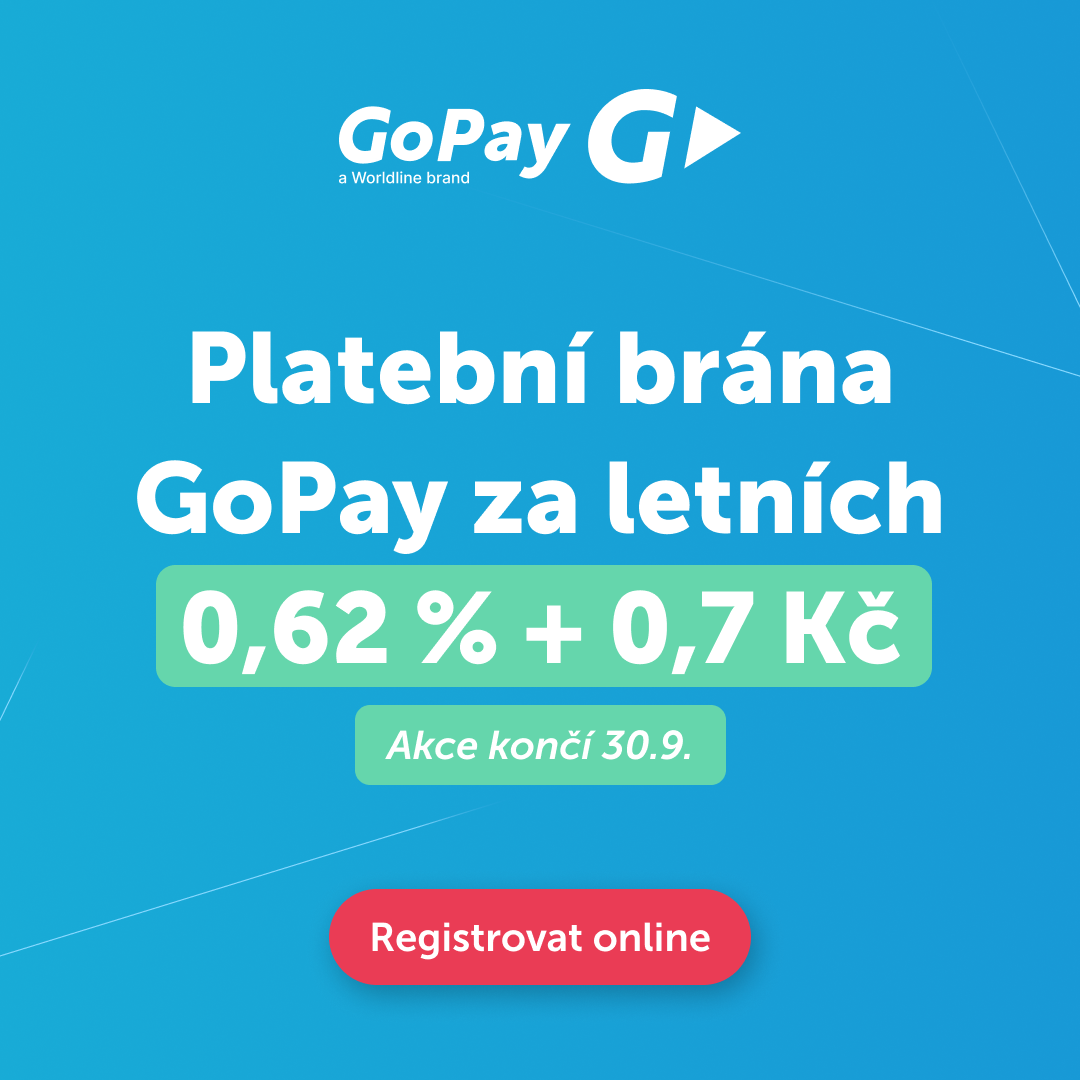 Platební brána GoPay za letních 0,62 % + 0,7 Kč.